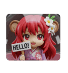 さる耳みなみちゃんカプセルトイ(四角型)（個別スタンプ：5）
