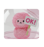 ピンクのもふもふカプセルトイ(四角型)（個別スタンプ：6）