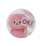 ピンクのもふもふカプセルトイ(丸型)（個別スタンプ：3）