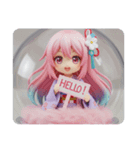 ピンクのファー精霊みなみちゃん（個別スタンプ：3）