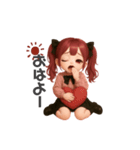 毎日使える♡赤髪ツインテールちゃん。（個別スタンプ：1）