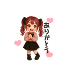 毎日使える♡赤髪ツインテールちゃん。（個別スタンプ：3）