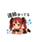 毎日使える♡赤髪ツインテールちゃん。（個別スタンプ：7）