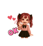 毎日使える♡赤髪ツインテールちゃん。（個別スタンプ：11）