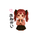 毎日使える♡赤髪ツインテールちゃん。（個別スタンプ：15）