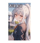 銀髪ポニーテールの涙（個別スタンプ：1）