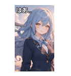 青髪ウェーブの甘い微笑み（個別スタンプ：24）