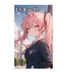 ピンク髪ツインテールの決意の表情（個別スタンプ：17）
