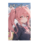 ピンク髪ツインテールの決意の表情（個別スタンプ：21）