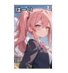 ピンク髪ツインテールの決意の表情（個別スタンプ：40）