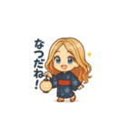 可愛い浴衣女子の夏用LINEスタンプ（個別スタンプ：1）