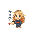 可愛い浴衣女子の夏用LINEスタンプ（個別スタンプ：3）