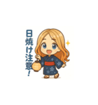 可愛い浴衣女子の夏用LINEスタンプ（個別スタンプ：9）