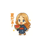 可愛い浴衣女子の夏用LINEスタンプ（個別スタンプ：11）