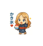 可愛い浴衣女子の夏用LINEスタンプ（個別スタンプ：12）