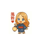 可愛い浴衣女子の夏用LINEスタンプ（個別スタンプ：14）