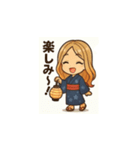 可愛い浴衣女子の夏用LINEスタンプ（個別スタンプ：21）