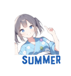 朝顔浴衣の女の子スタンプ（個別スタンプ：4）