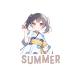朝顔浴衣の女の子スタンプ（個別スタンプ：7）