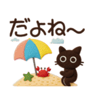 大人かわいい絵本の猫41[夏]3DフェルトVer（個別スタンプ：9）