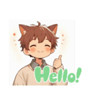 ゆるっと脱力系猫耳の男の子（個別スタンプ：10）