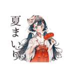 夏を楽しむ巫女さんスタンプ★（個別スタンプ：1）