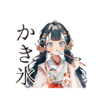 夏を楽しむ巫女さんスタンプ★（個別スタンプ：6）