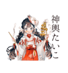 夏を楽しむ巫女さんスタンプ★（個別スタンプ：30）