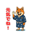 浴衣姿の柴犬（個別スタンプ：7）