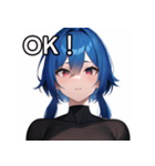 青髪赤眼女子（個別スタンプ：9）
