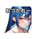 青髪赤眼女子（個別スタンプ：35）
