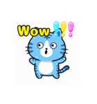 水色のネコ、虎柄がかわいい（個別スタンプ：3）