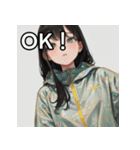 暖かそうな服を着る女の子のスタンプ（個別スタンプ：9）