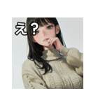 暖かそうな服を着る女の子のスタンプ（個別スタンプ：12）