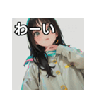 暖かそうな服を着る女の子のスタンプ（個別スタンプ：14）