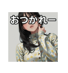 暖かそうな服を着る女の子のスタンプ（個別スタンプ：35）