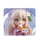 シュークリームを食べる精霊みなみちゃん（個別スタンプ：3）