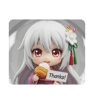 シュークリームを食べる精霊みなみちゃん（個別スタンプ：7）