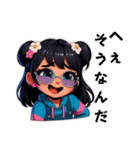 メガネの思春期女の子（個別スタンプ：3）