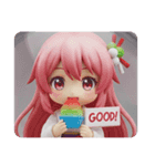 かき氷を食べる精霊みなみちゃん（個別スタンプ：1）