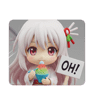 かき氷を食べる精霊みなみちゃん（個別スタンプ：4）