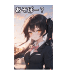 黒髪姫カットツインテールの優雅なほほえみ（個別スタンプ：5）