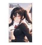 黒髪姫カットツインテールの優雅なほほえみ（個別スタンプ：9）