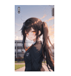 黒髪姫カットツインテールの優雅なほほえみ（個別スタンプ：14）