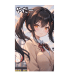 黒髪姫カットツインテールの優雅なほほえみ（個別スタンプ：15）