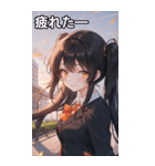 黒髪姫カットツインテールの優雅なほほえみ（個別スタンプ：23）
