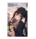 黒髪姫カットツインテールの優雅なほほえみ（個別スタンプ：25）