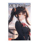 黒髪姫カットツインテールの優雅なほほえみ（個別スタンプ：28）