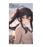 黒髪姫カットツインテールの優雅なほほえみ（個別スタンプ：31）