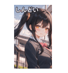黒髪姫カットツインテールの優雅なほほえみ（個別スタンプ：32）
